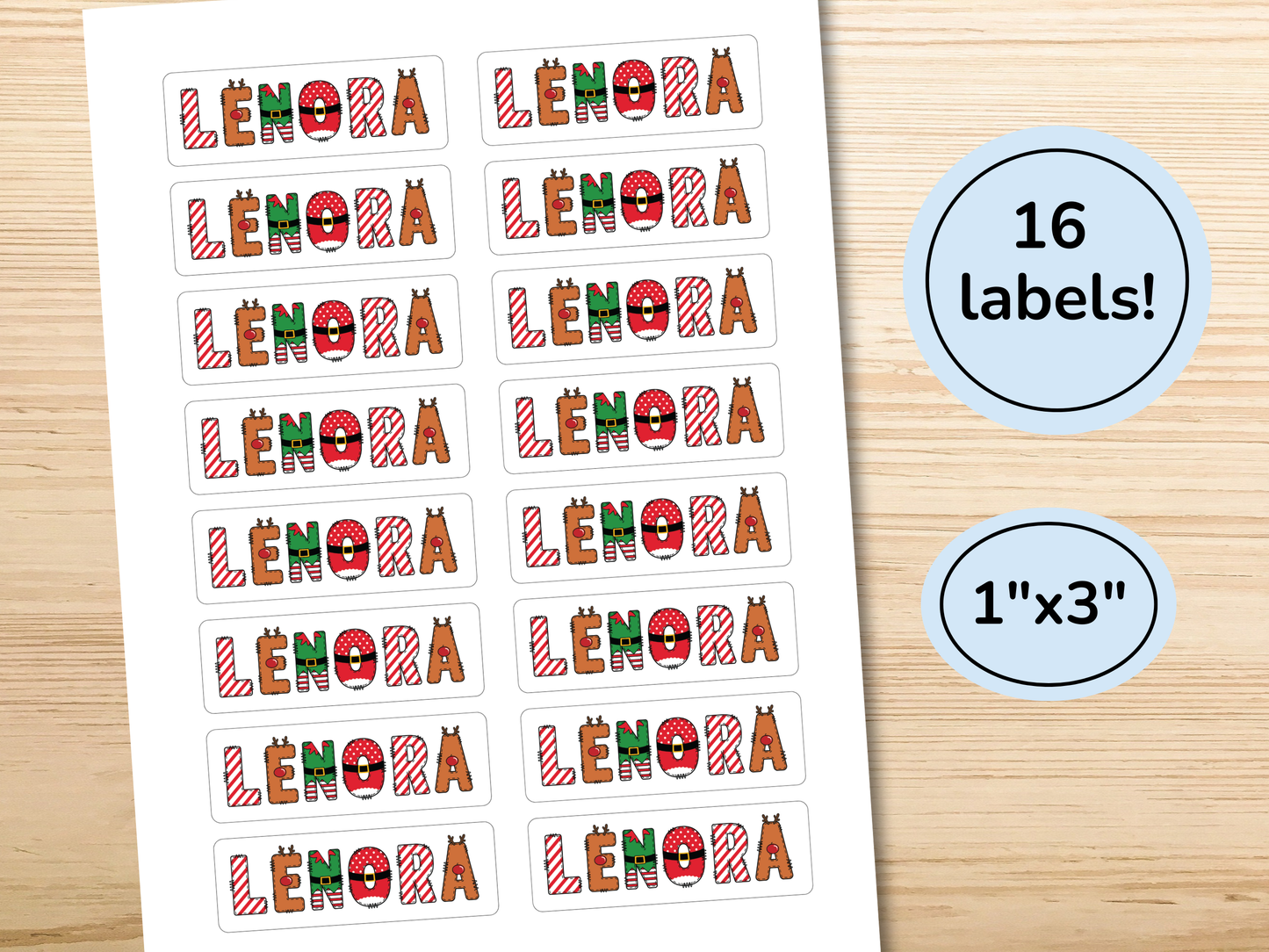 Christmas Name Gift Labels (Set of 18)