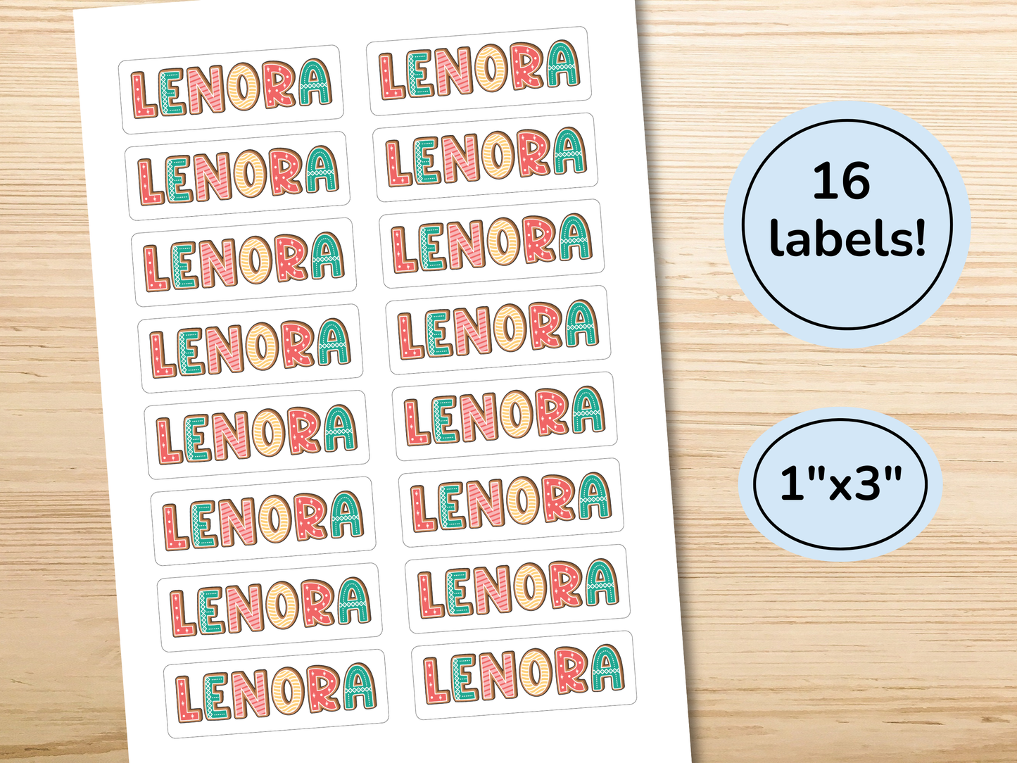 Christmas Gingerbread Name Gift Labels (Set of 18)