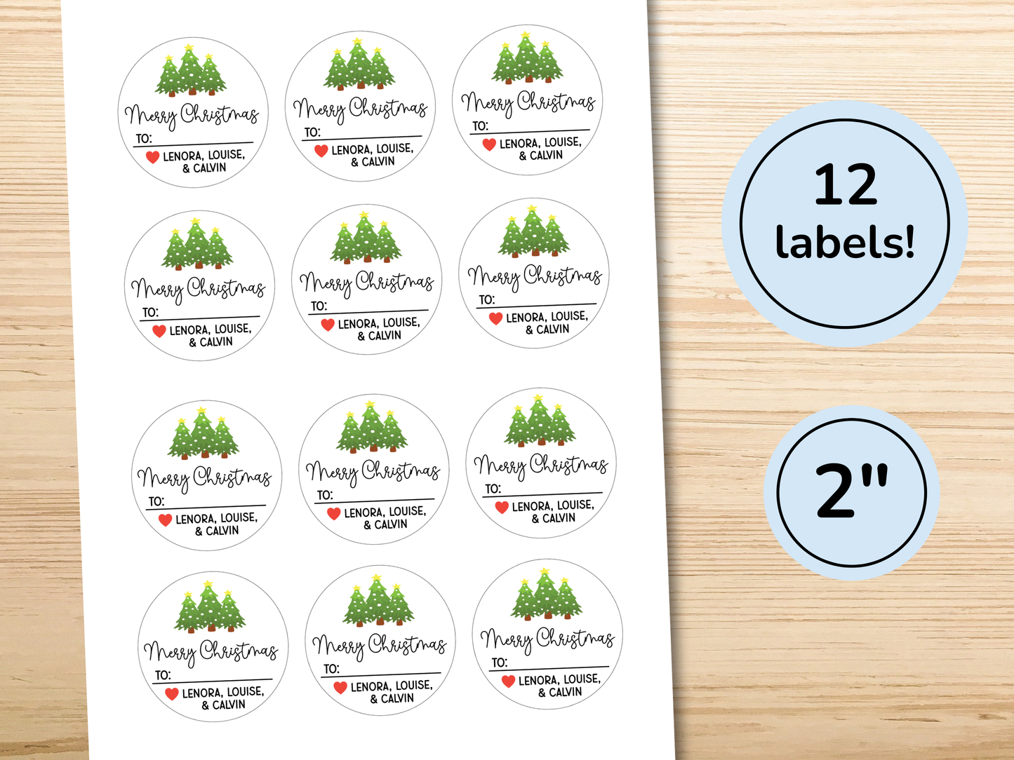 Christmas Tree Personalized Gift Labels (Set of 12)