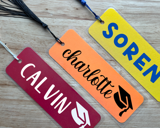 Personalized School Colors Grad Cap Bookmark