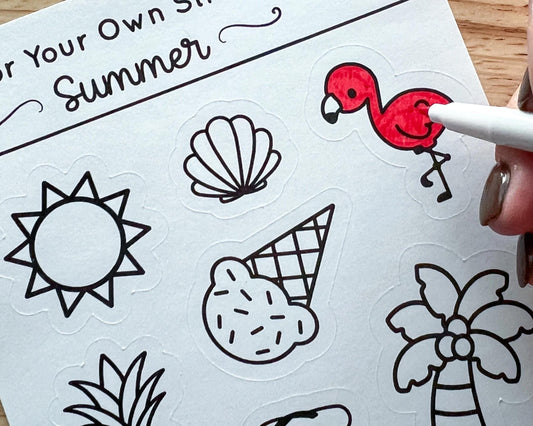 Summer Color Your Own Stickers