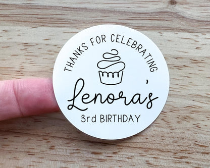 Cupcake Birthday Party Favor Labels (Set of 10)