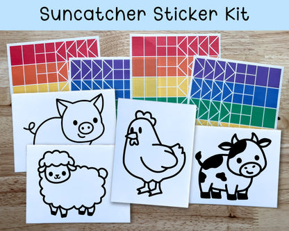 Farm Animal Suncatcher Sticker Craft Kit, Set of 4
