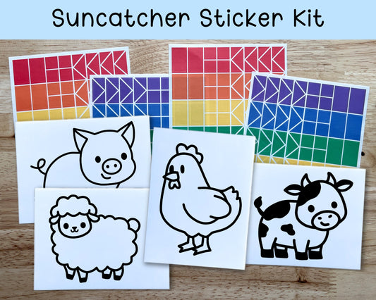 Farm Animal Suncatcher Sticker Craft Kit, Set of 4