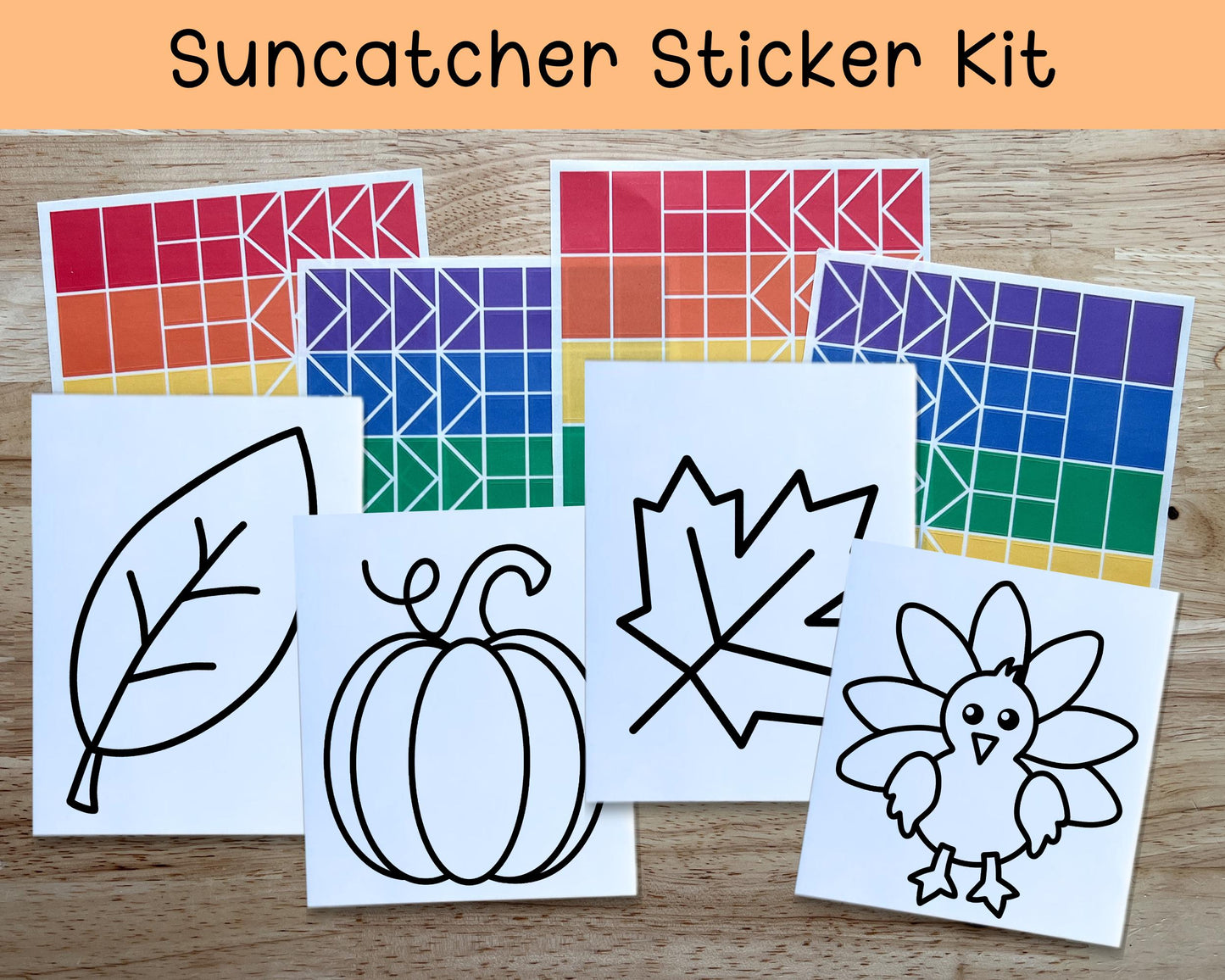 Thanksgiving Suncatcher Sticker Craft Kit, Set of 4