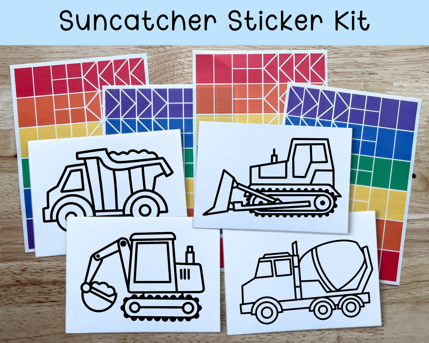 Construction Vehicle Suncatcher Sticker Craft Kit, Set of 4