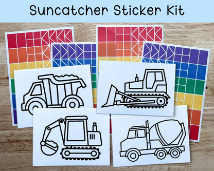 Construction Vehicle Suncatcher Sticker Craft Kit, Set of 4