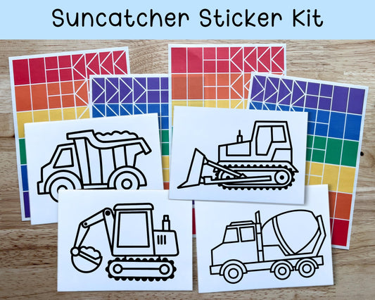Construction Vehicle Suncatcher Sticker Craft Kit, Set of 4