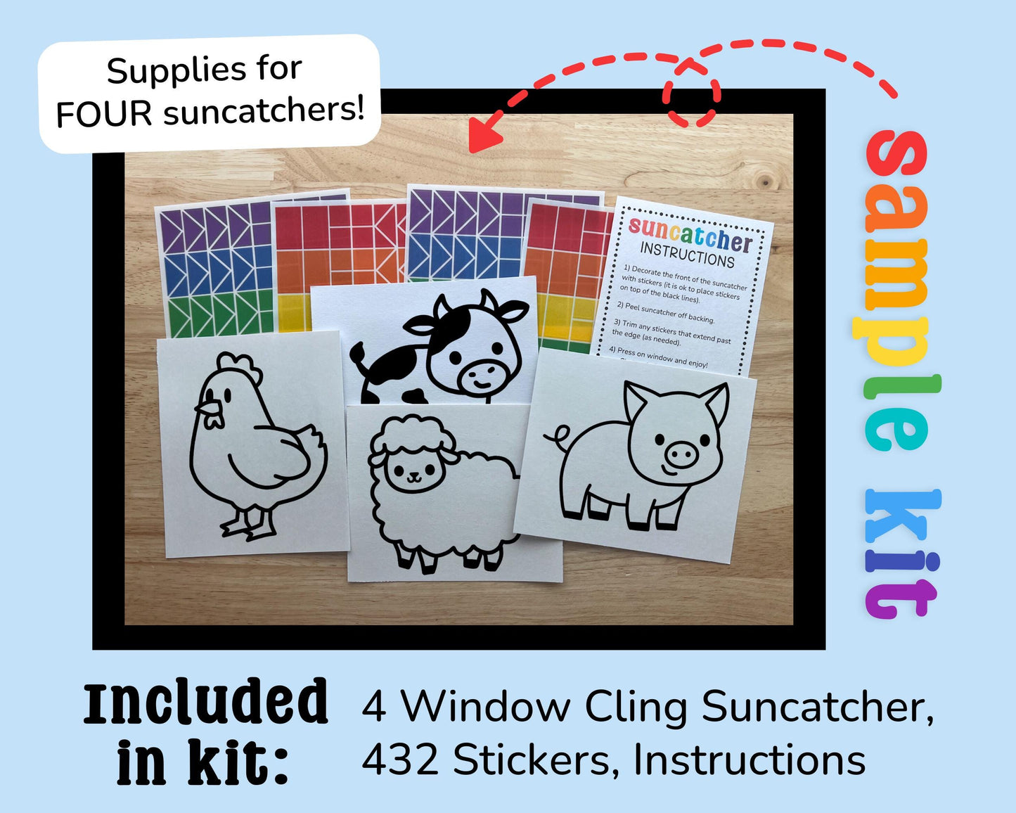 Butterfly Suncatcher Sticker Craft Kit, Set of 4