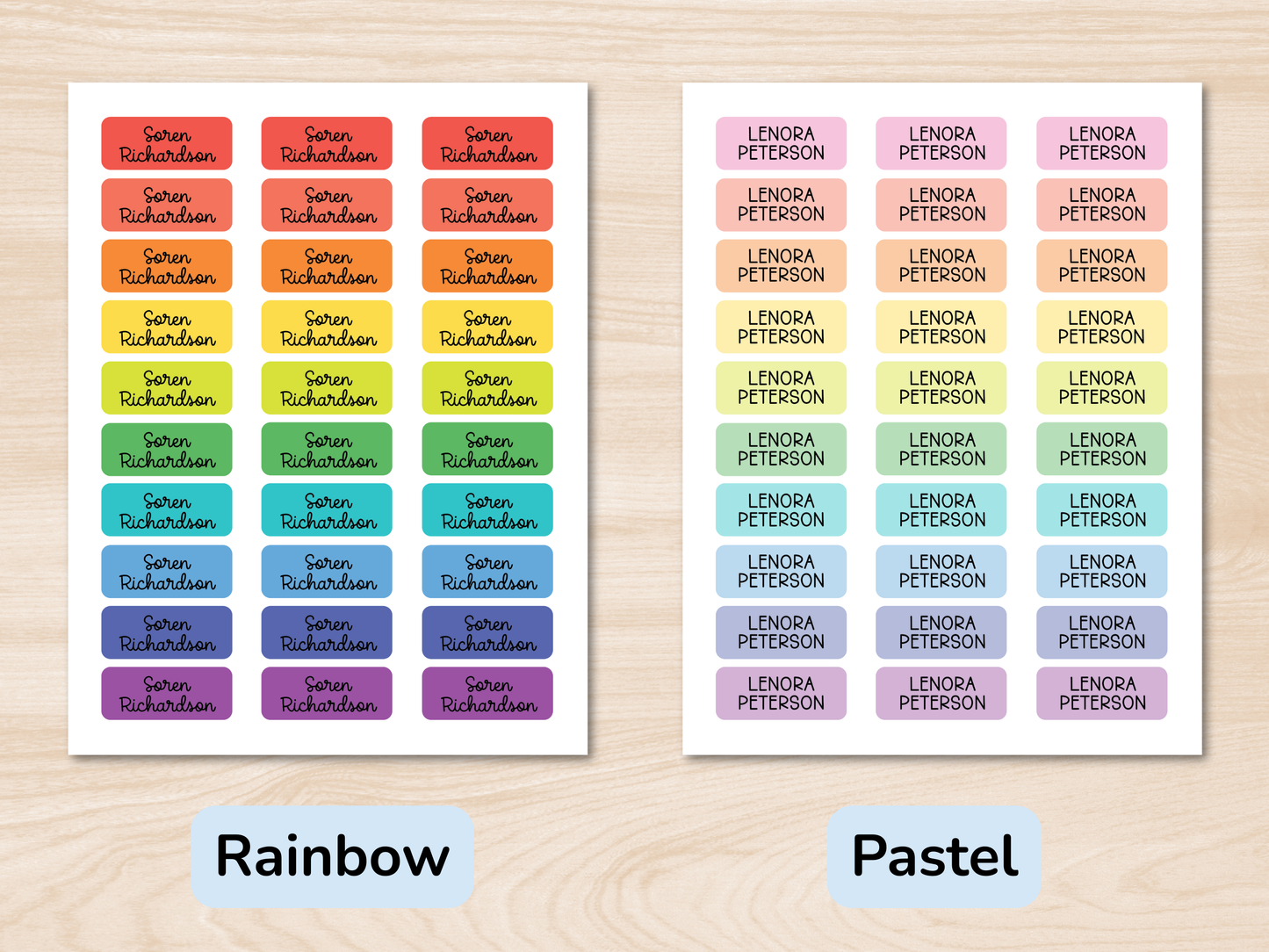 30 Standard Rainbow Waterproof Name Sticker Labels