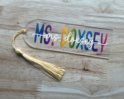 Personalized Teacher Acrylic Bookmark