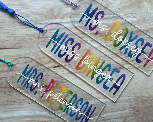 Personalized Teacher Acrylic Bookmark