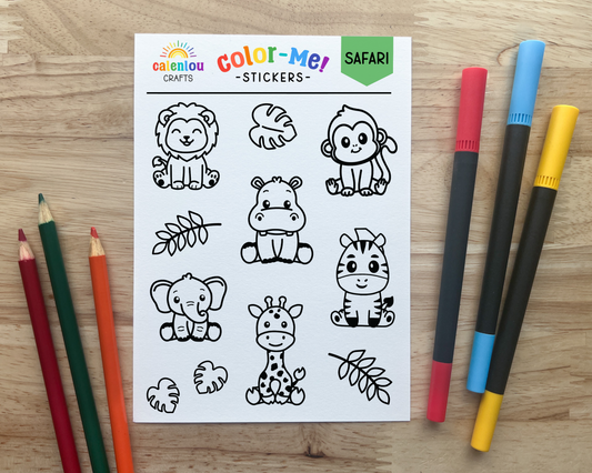 Safari Animal Color Your Own Stickers
