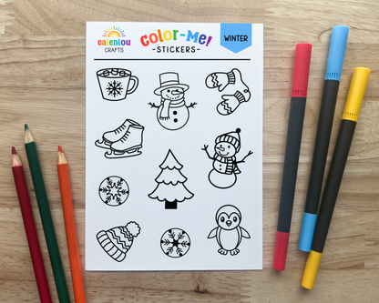 Winter Color Your Own Stickers