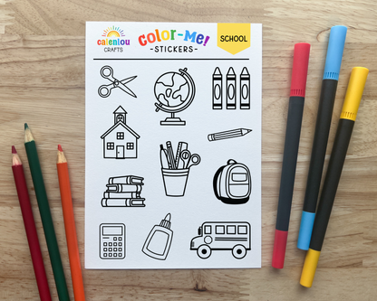 School Color Your Own Stickers