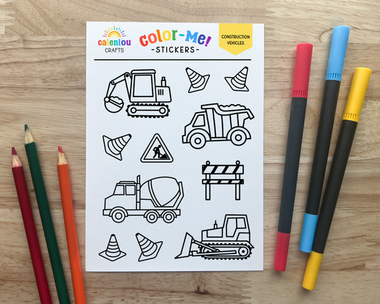 Construction Color Your Own Stickers