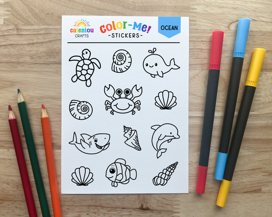 Ocean Color Your Own Stickers