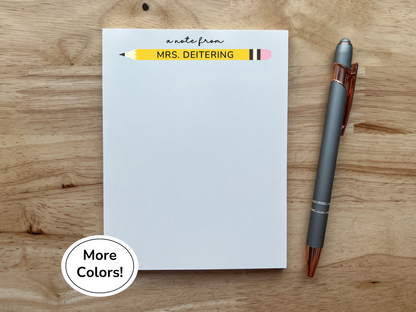 Personalized Pencil Teacher Notepad