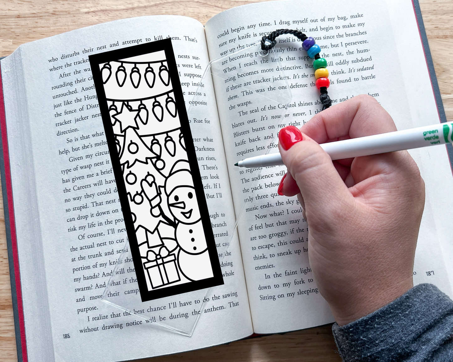 Christmas Coloring Bookmark Craft Kit, Holiday Party Favor