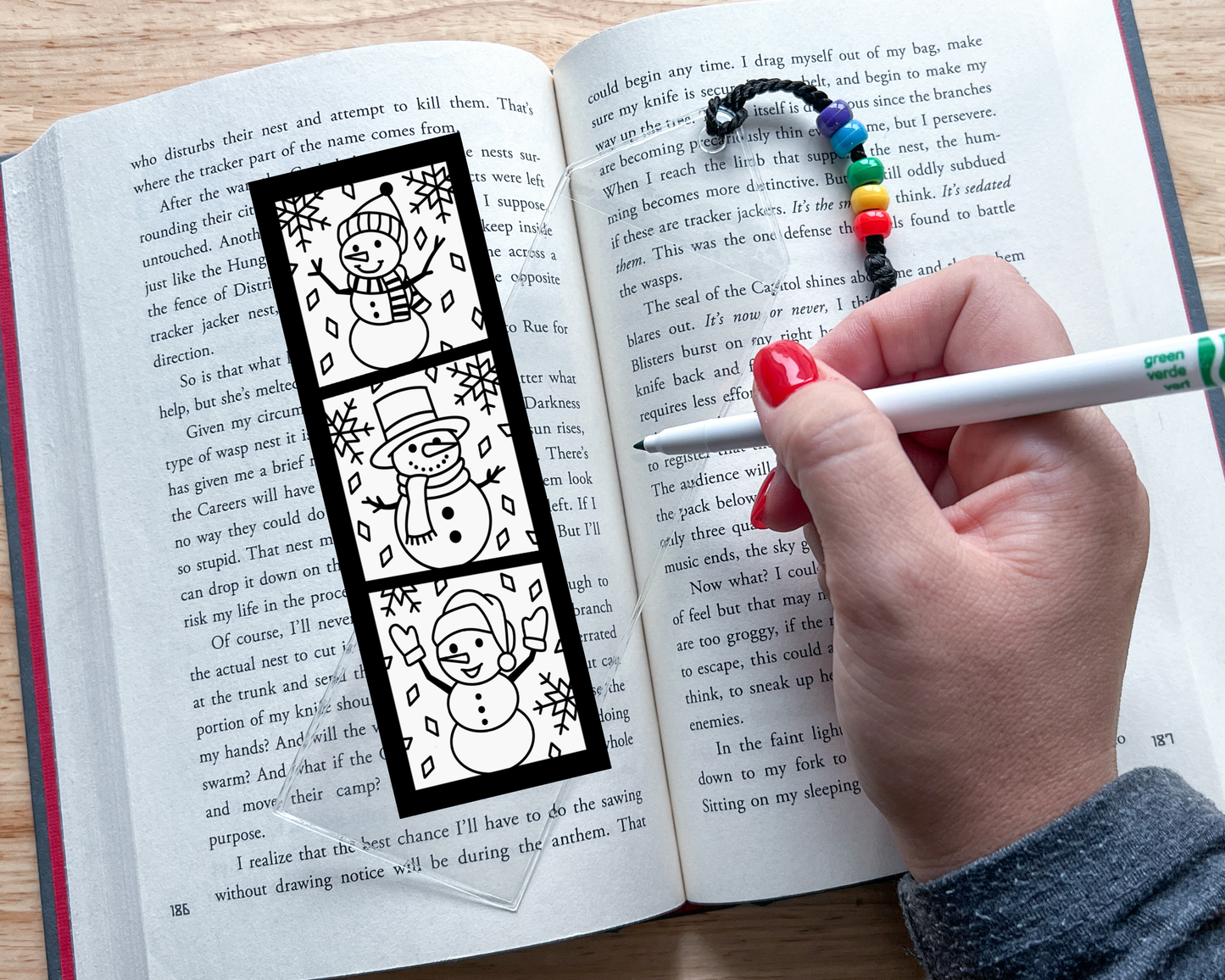 Snowman Coloring Bookmark Craft Kit, Winter Holiday Party Favor