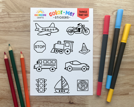 Transportation Color Your Own Stickers