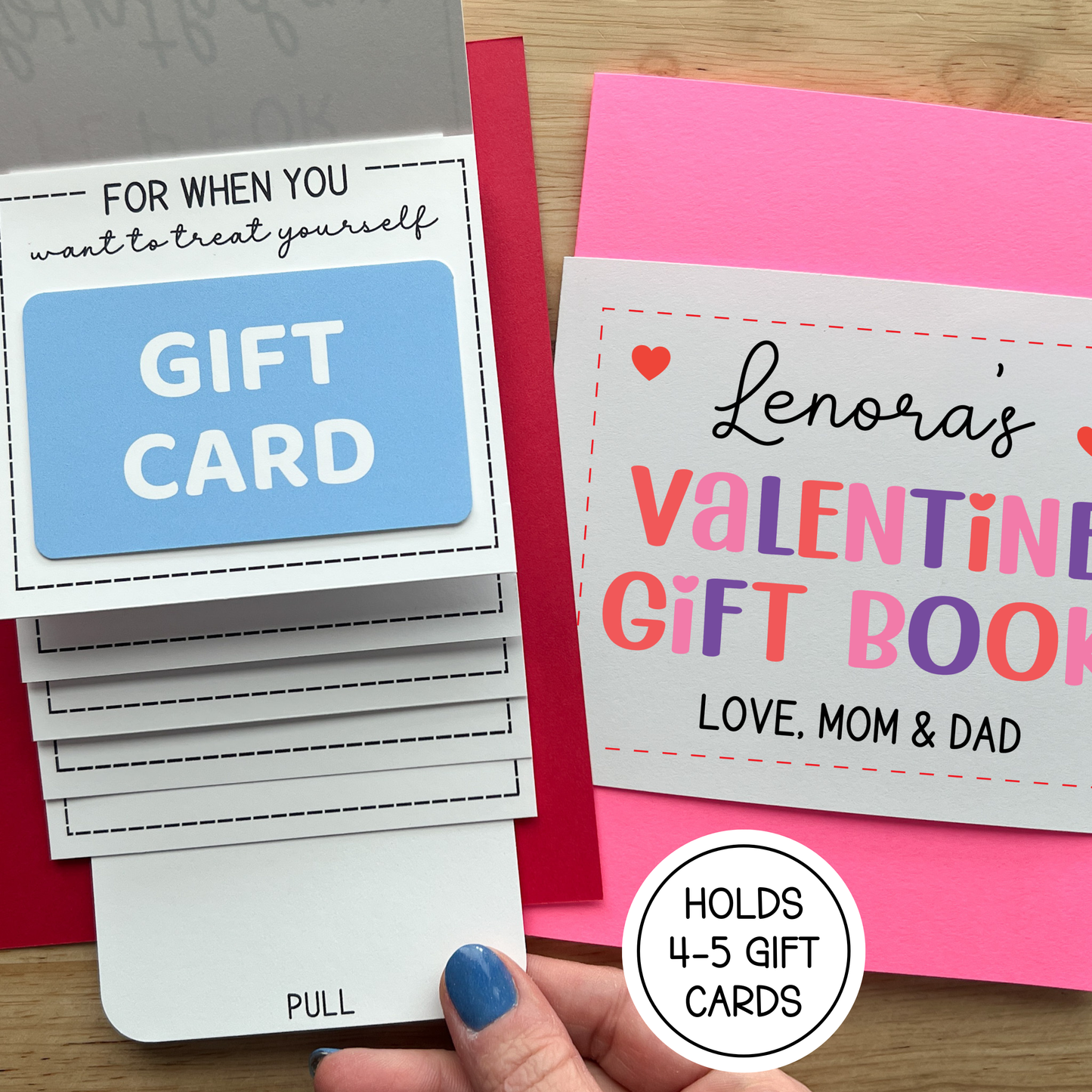 Valentine Gift Card Holder Waterfall Book (Holds 4-5 Gift Cards)