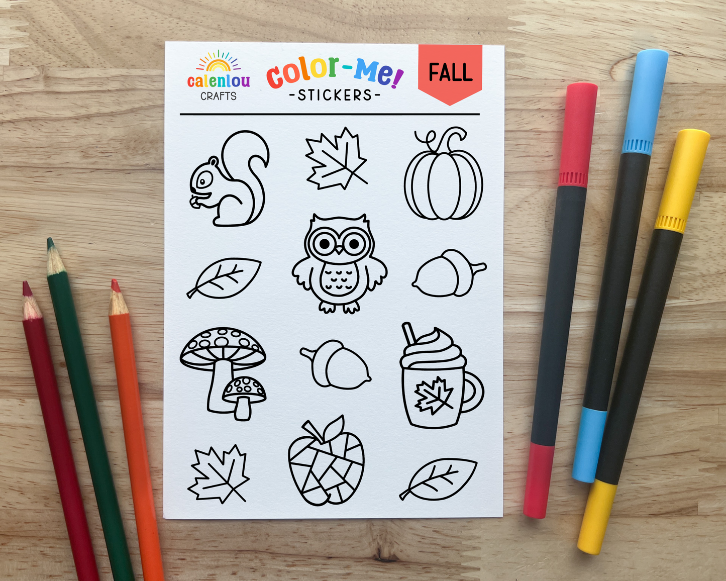 Fall Color Your Own Stickers