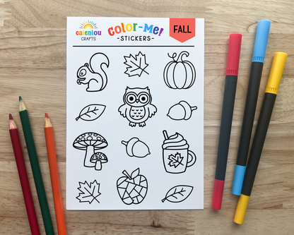 Fall Color Your Own Stickers