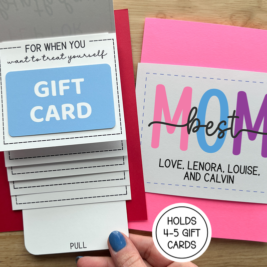 Best Mom Gift Card Holder Waterfall Book, Mother's Day Card (Holds 4-5 Gift Cards)