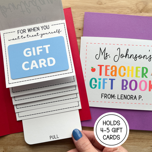 Teacher Appreciation Gift Card Holder Waterfall Book (Holds 4-5 Gift Cards)