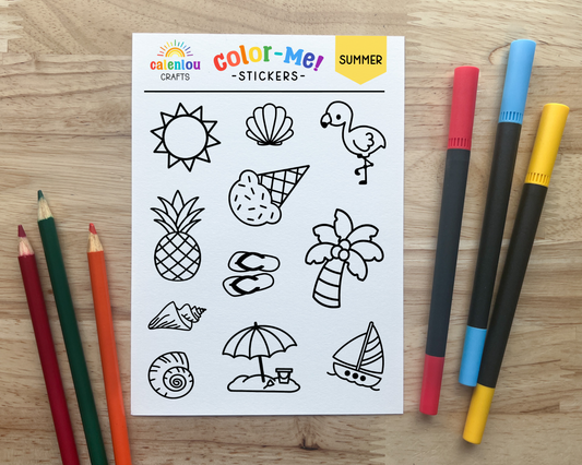 Summer Color Your Own Stickers