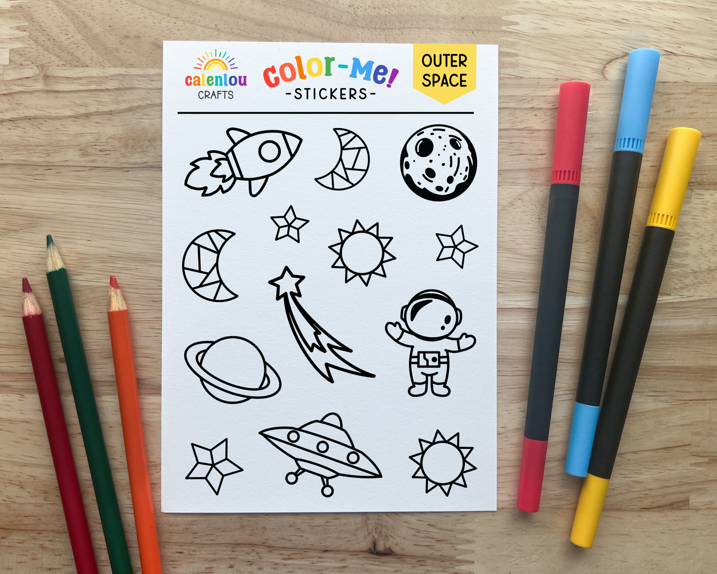 Space Color Your Own Stickers