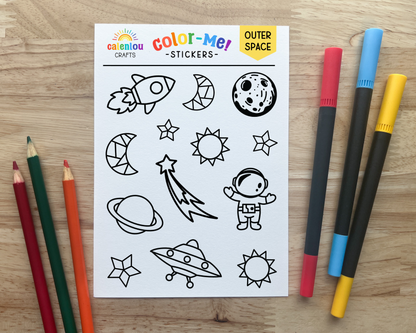 Space Color Your Own Stickers