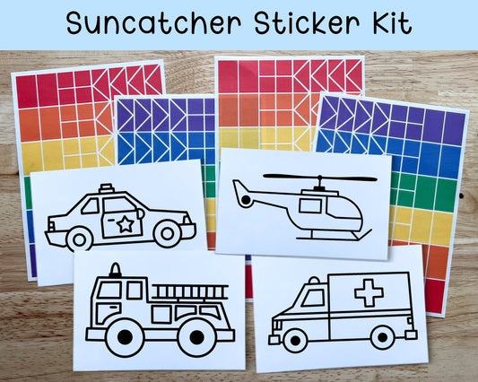 Emergency Vehicle Suncatcher Sticker Craft Kit, Set of 4