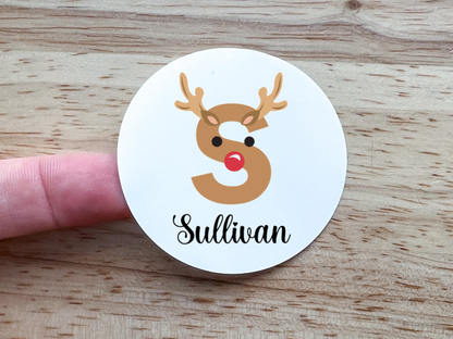 Personalized Reindeer Monogram Gift Labels (Set of 12)