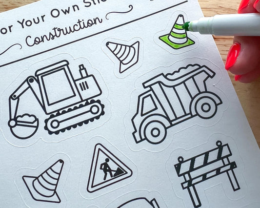 Construction Color Your Own Stickers