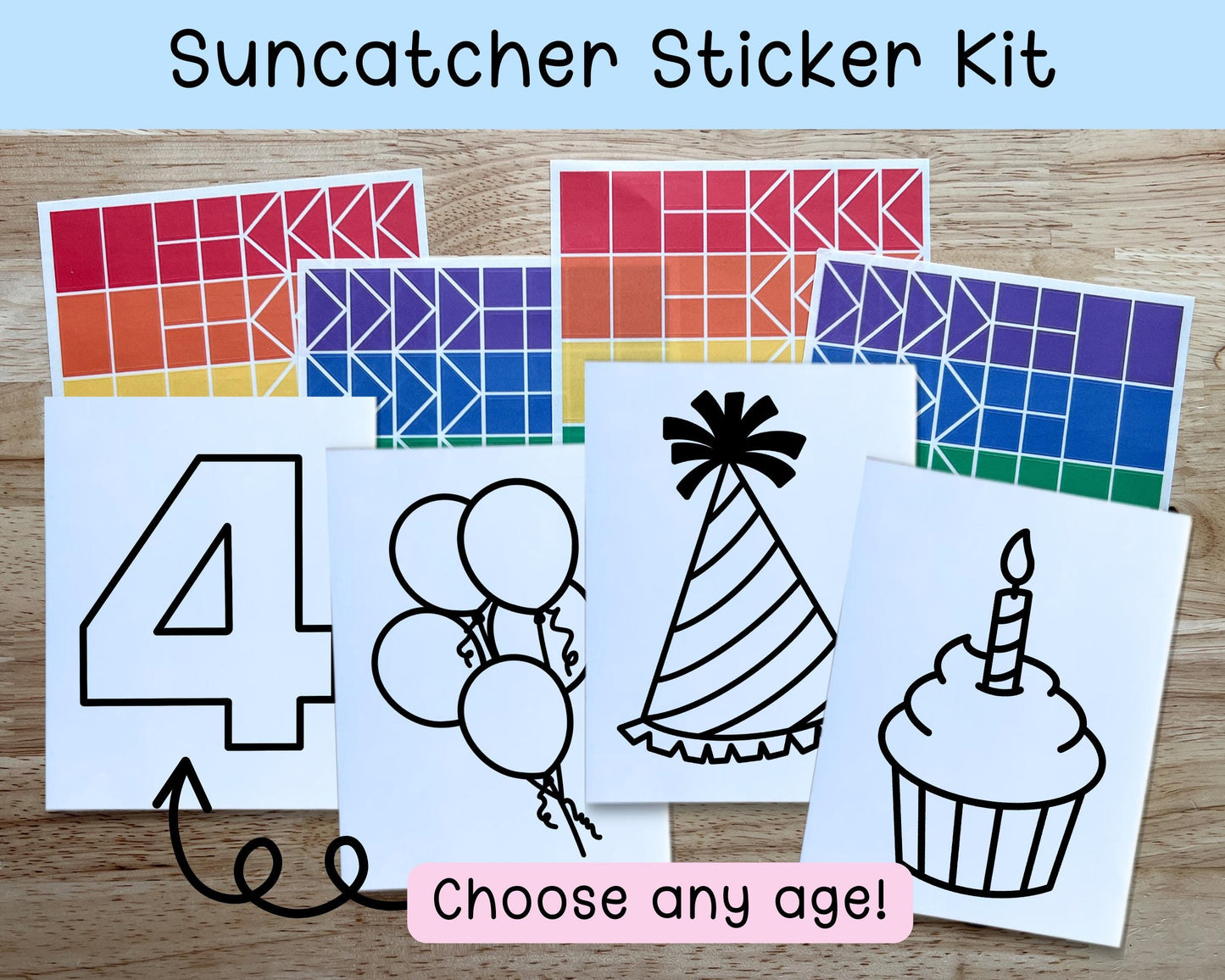 Birthday Suncatcher Sticker Craft Kit, Set of 4