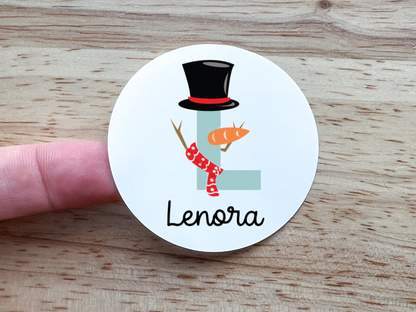 Personalized Snowman Monogram Gift Labels (Set of 12)