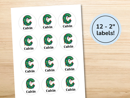 Personalized Christmas Lights Monogram Gift Labels (Set of 12)