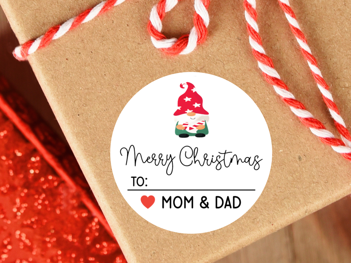 Christmas Gift Labels Personalized with Sender Name (Set of 12)