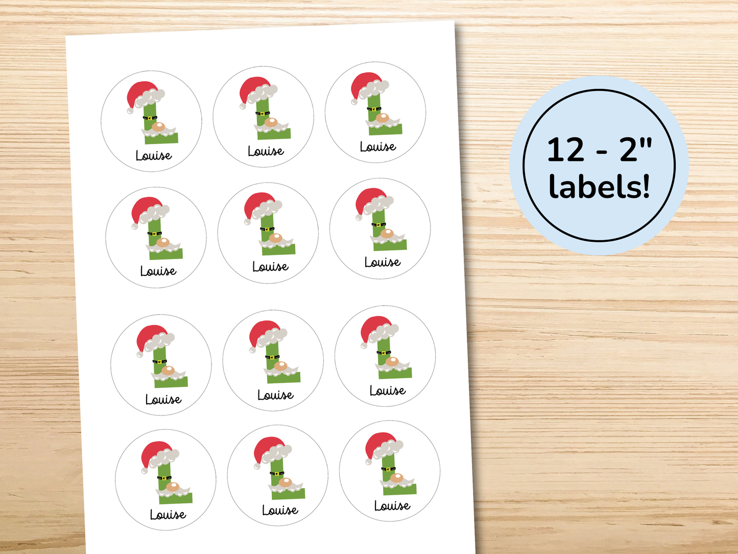 Personalized Santa Elf Monogram Gift Labels (Set of 12)