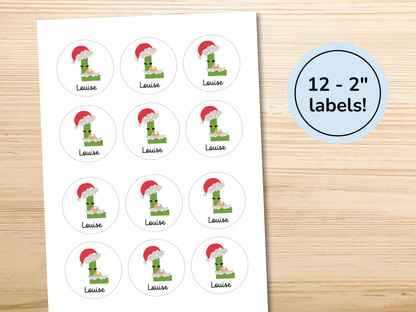 Personalized Santa Elf Monogram Gift Labels (Set of 12)