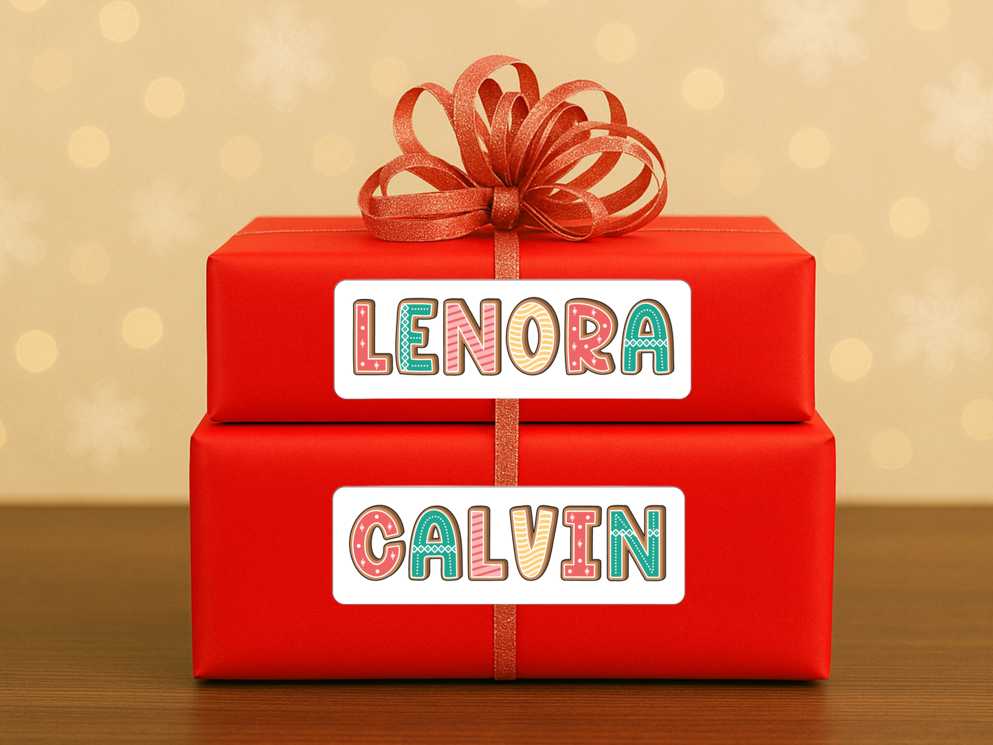 Christmas Gingerbread Name Gift Labels (Set of 18)