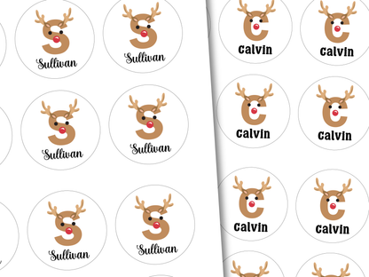 Personalized Reindeer Monogram Gift Labels (Set of 12)