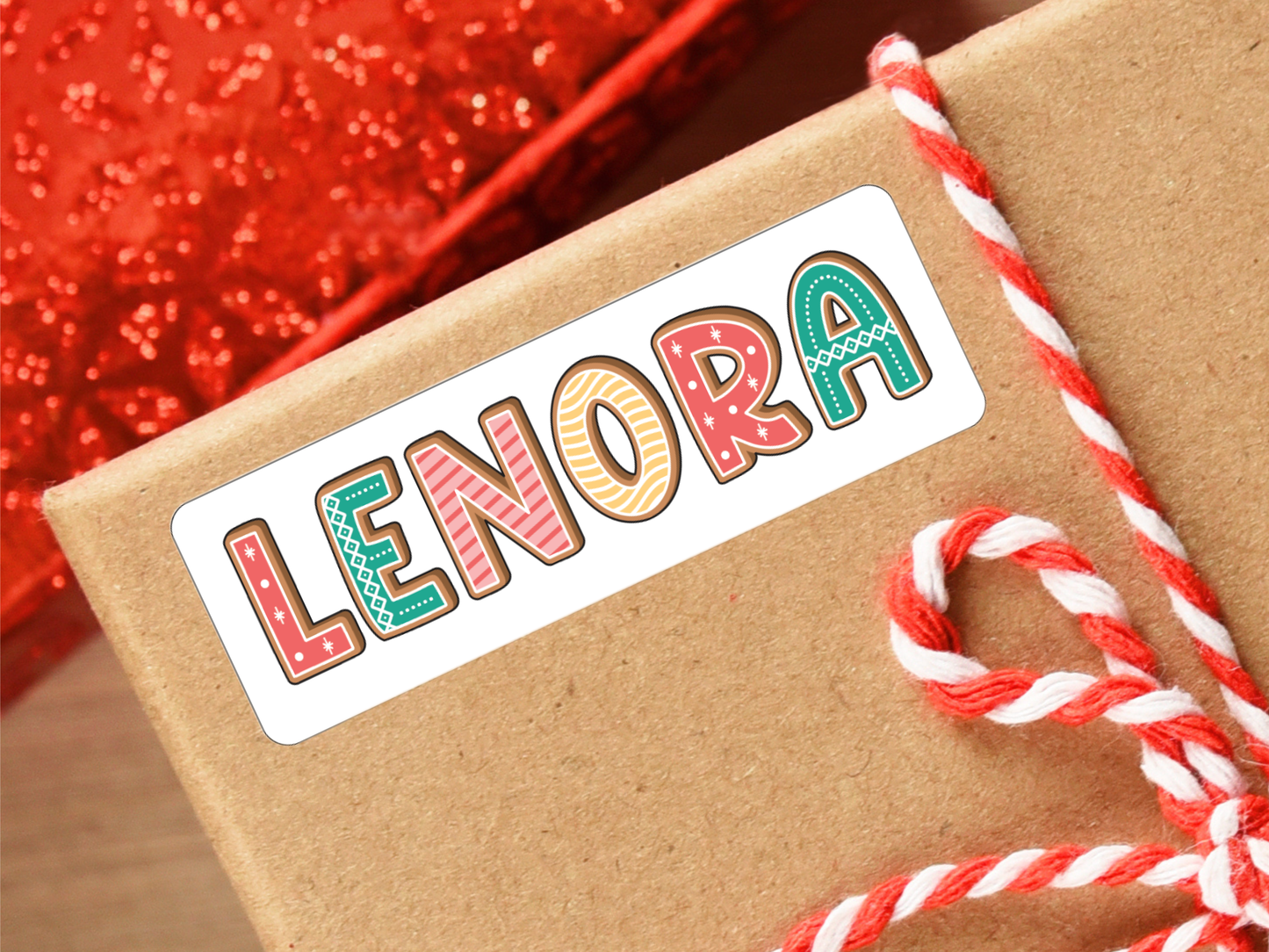 Christmas Gingerbread Name Gift Labels (Set of 18)