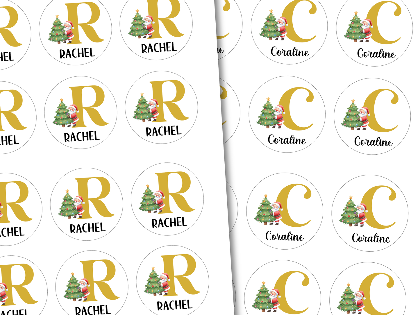 Christmas Monogram Santa Gift Labels (Set of 12)