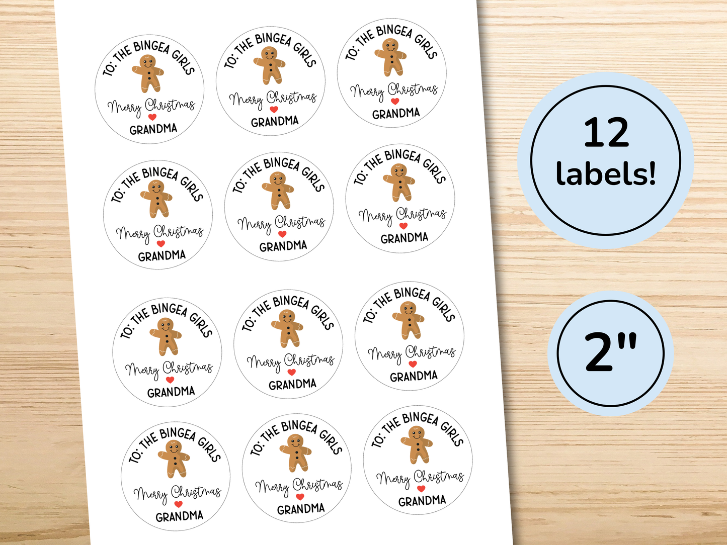 Personalized Christmas Gift Labels (Set of 12)