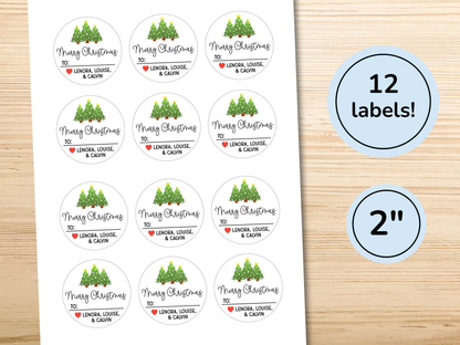 Christmas Tree Personalized Gift Labels (Set of 12)