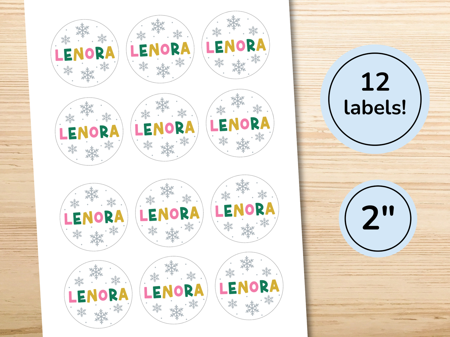 Personalized Snowflake Christmas Gift Labels (Set of 12)