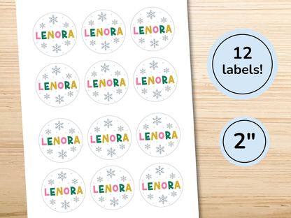 Personalized Snowflake Christmas Gift Labels (Set of 12)